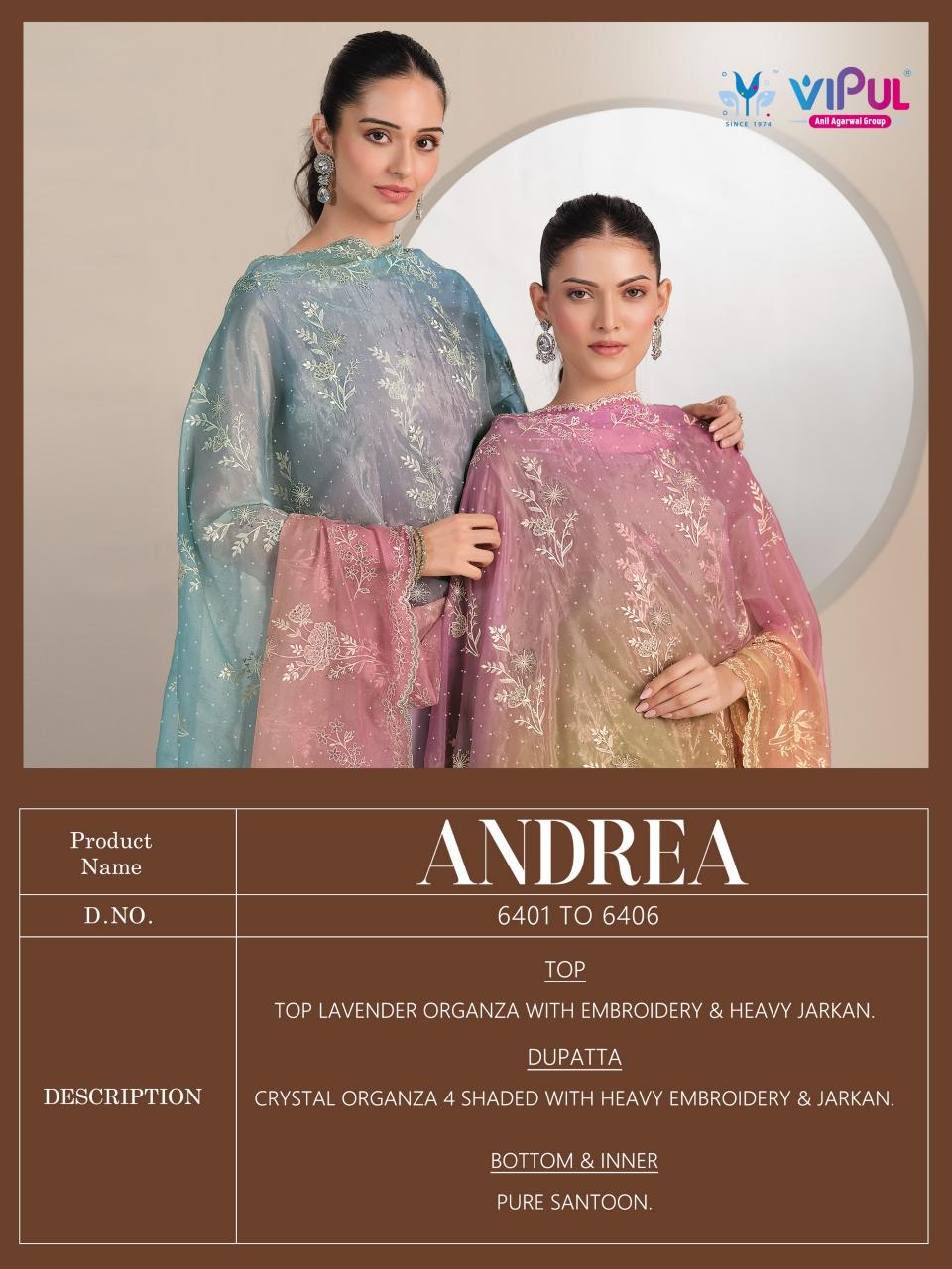 Vipul Andrea catalog designer salwar kameez at wholesale price
