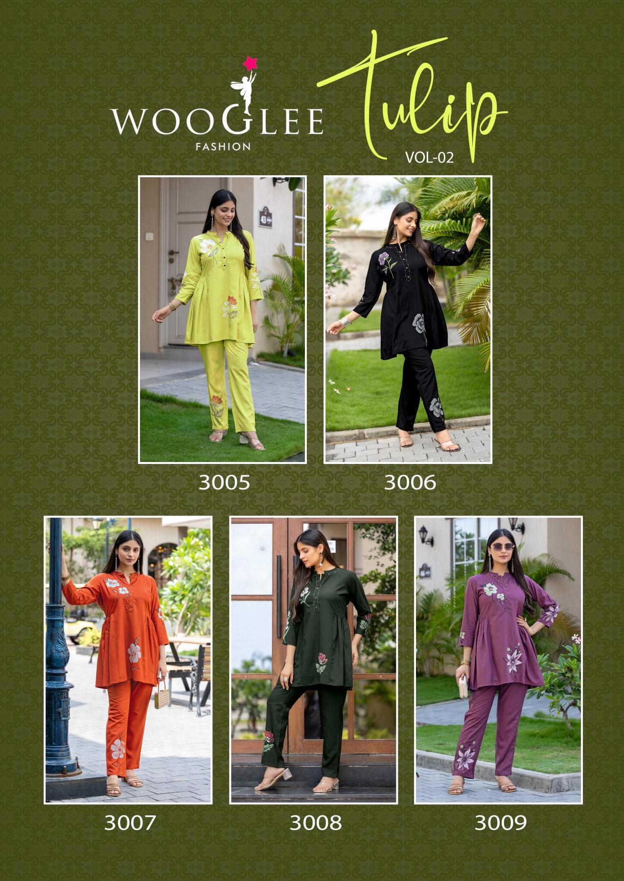 Wooglee Tulip Vol 2 Catalog cord set wholesaler in surat