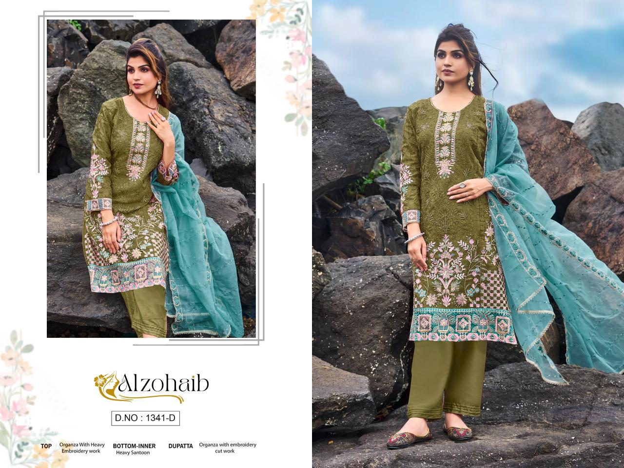 Alzohaib 1341 A to D catalog pakistani replica suits wholesale
