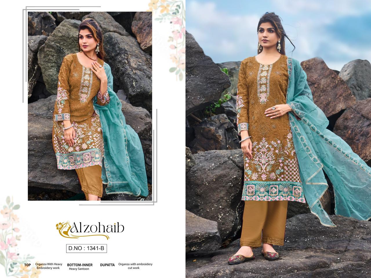 Alzohaib 1341 A to D catalog pakistani replica suits wholesale