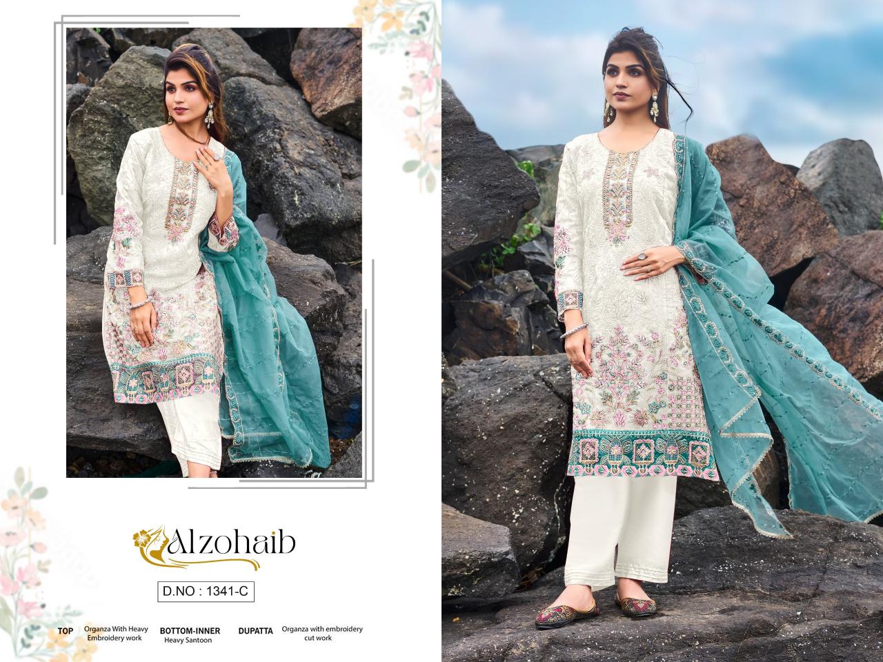 Alzohaib 1341 A to D catalog pakistani replica suits wholesale