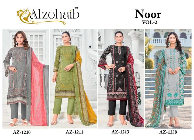 Alzohaib Az Noor vol 2 catalog Catalog Chiffon Duppatta wholesale pakistani suits dwarka delhi