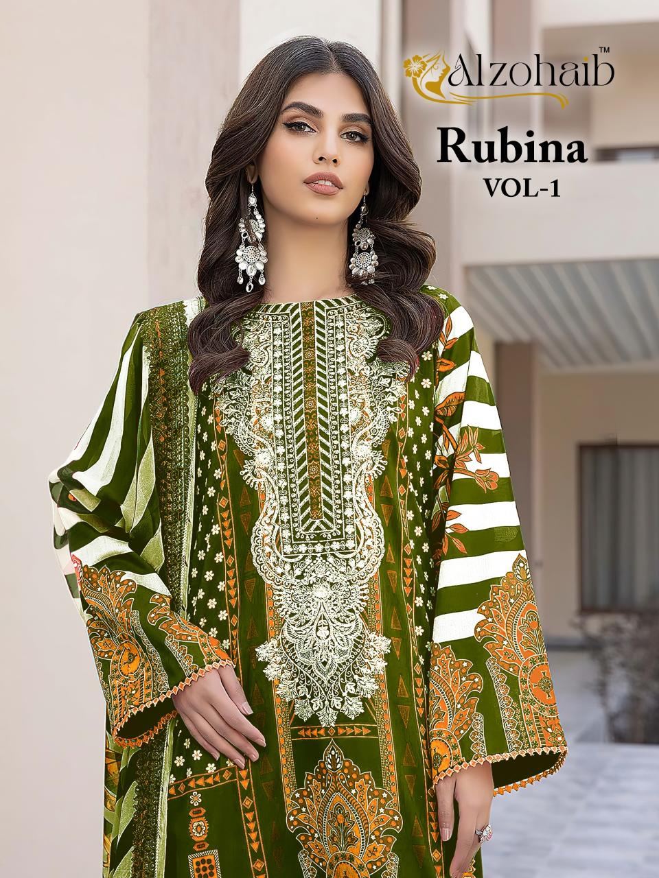 Alzohaib Az Rubina vol 1 catalog Cotton Duppatta wholesale pakistani suits online