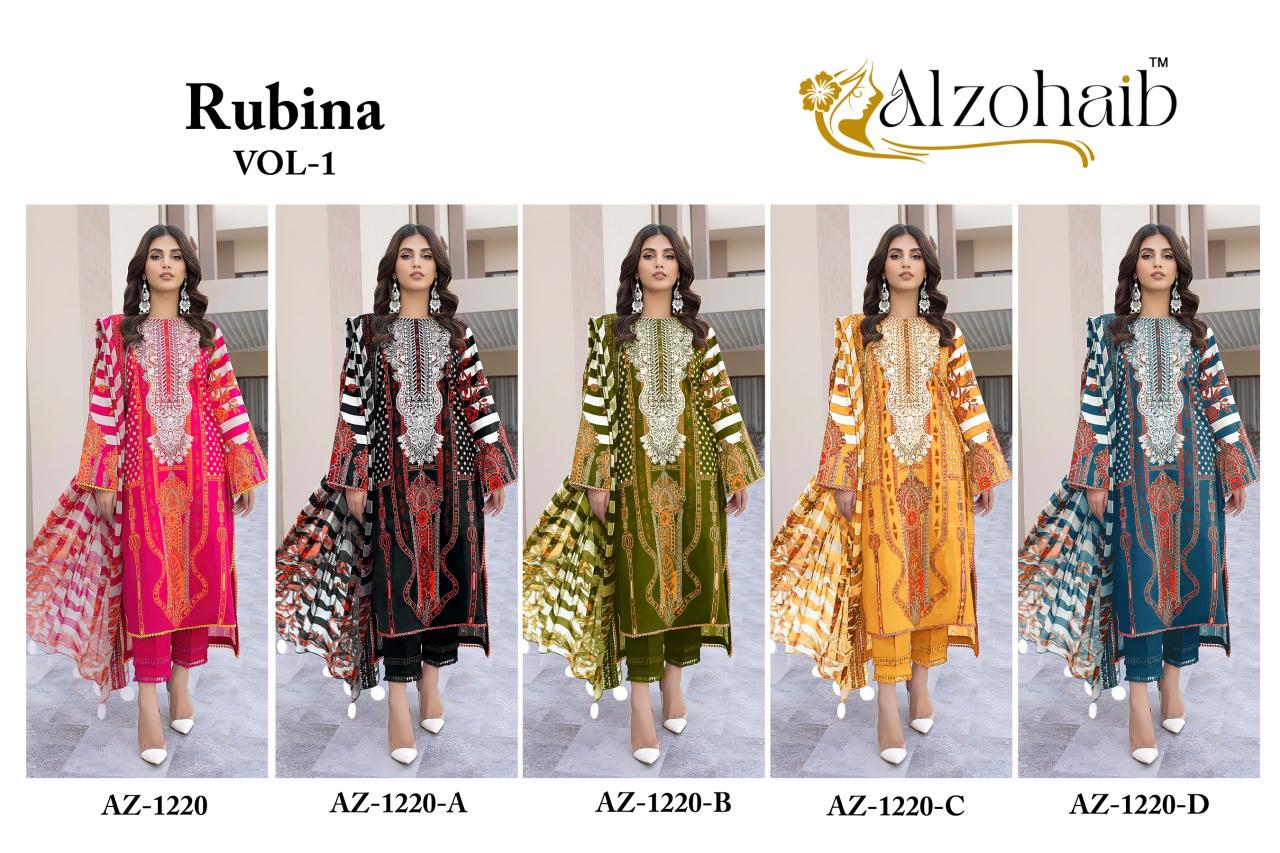 Alzohaib Az Rubina vol 1 catalog Cotton Duppatta wholesale pakistani suits online