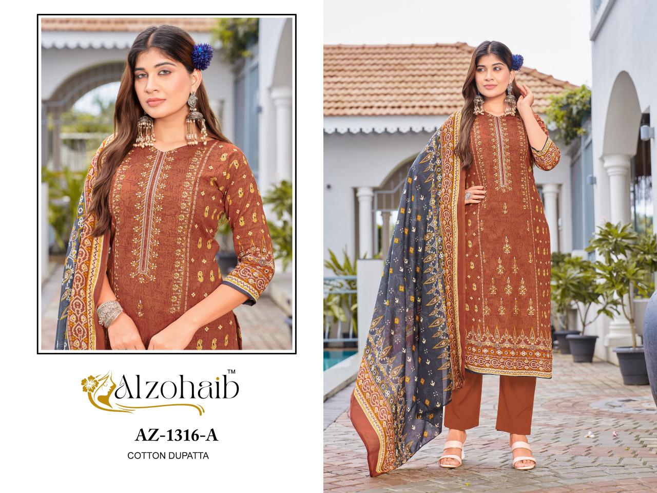 Alzohaib Lamhay Vol 1 catalog Chiffon Dupatta pakistani suits online india wholesale