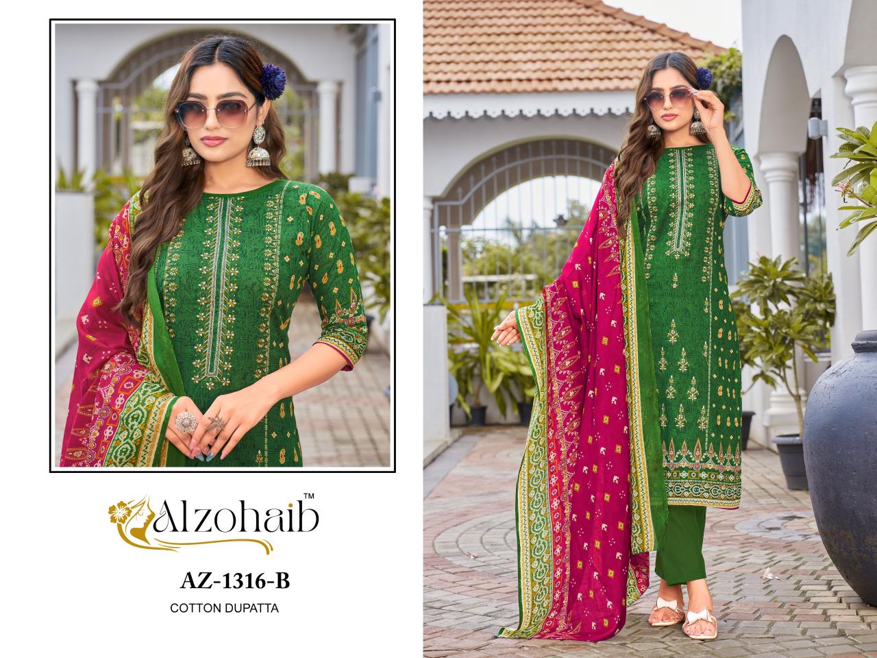 Alzohaib Lamhay Vol 1 catalog Chiffon Dupatta pakistani suits online india wholesale