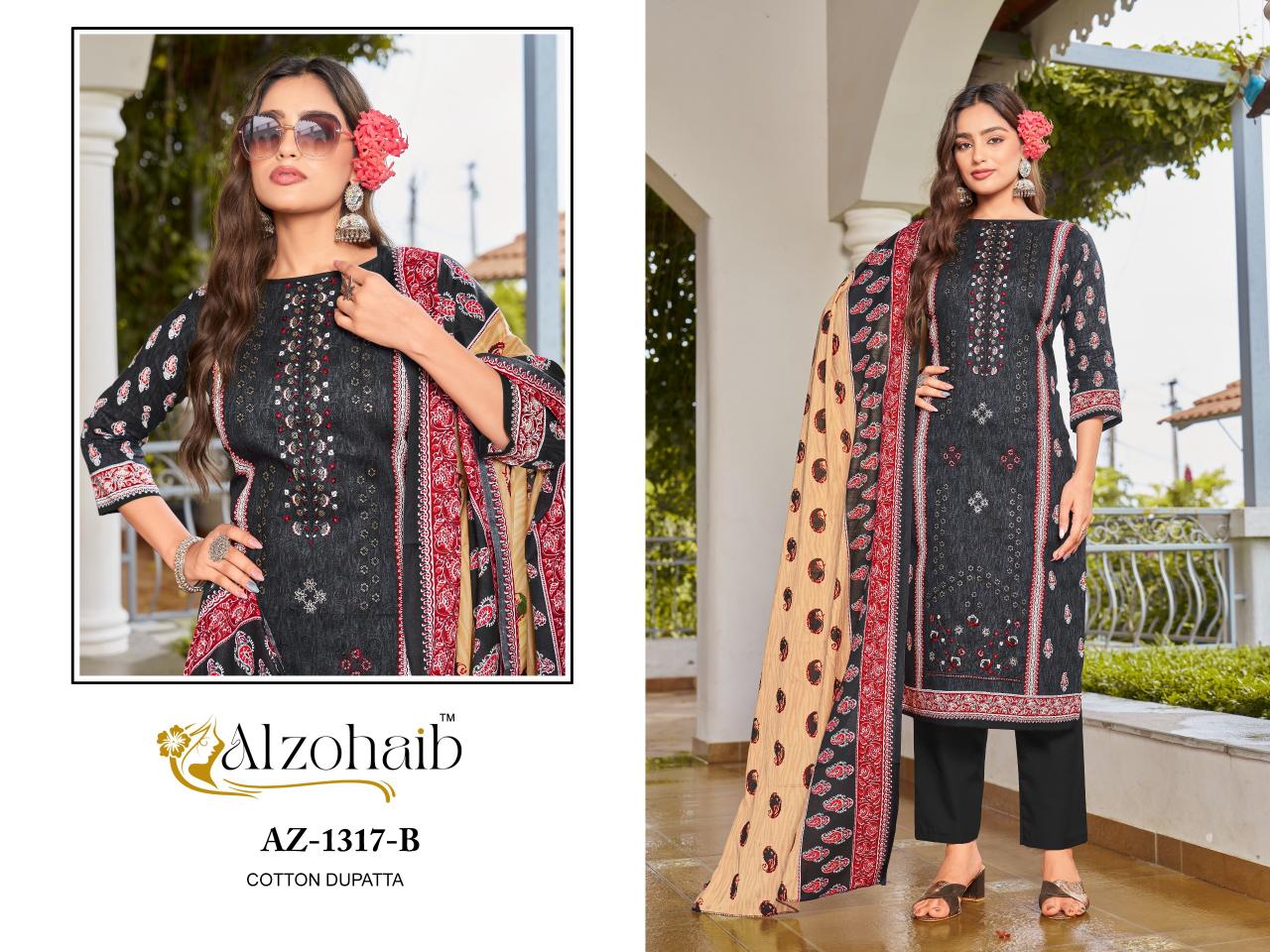 Alzohaib Lamhay Vol 1 catalog Chiffon Dupatta pakistani suits online india wholesale