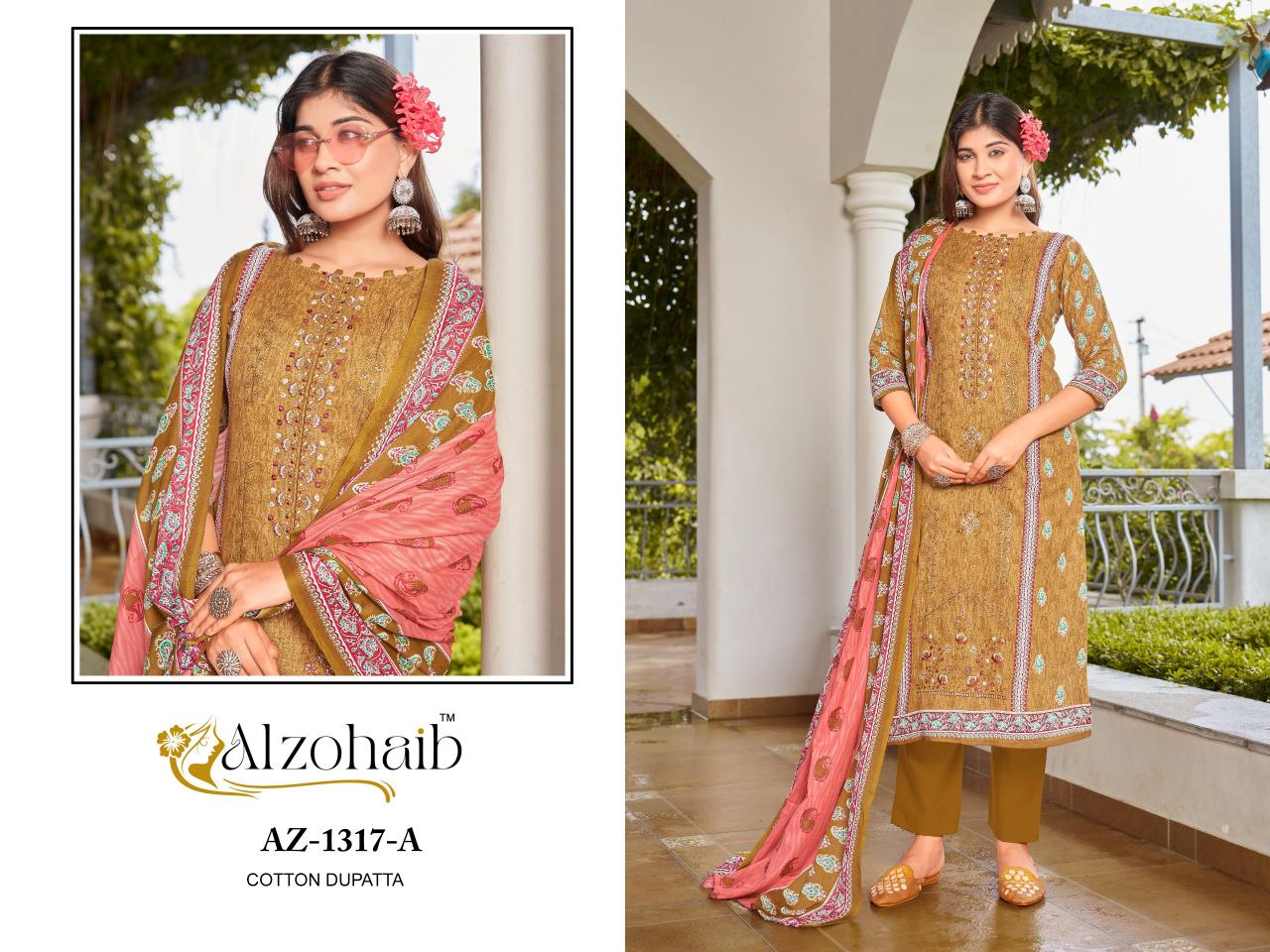 Alzohaib Lamhay Vol 1 catalog Chiffon Dupatta pakistani suits online india wholesale