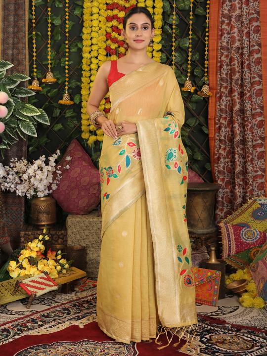 AVYUKTA by Astita fancy designer linen Cotton fabric saree with wholesale saree with latkan 