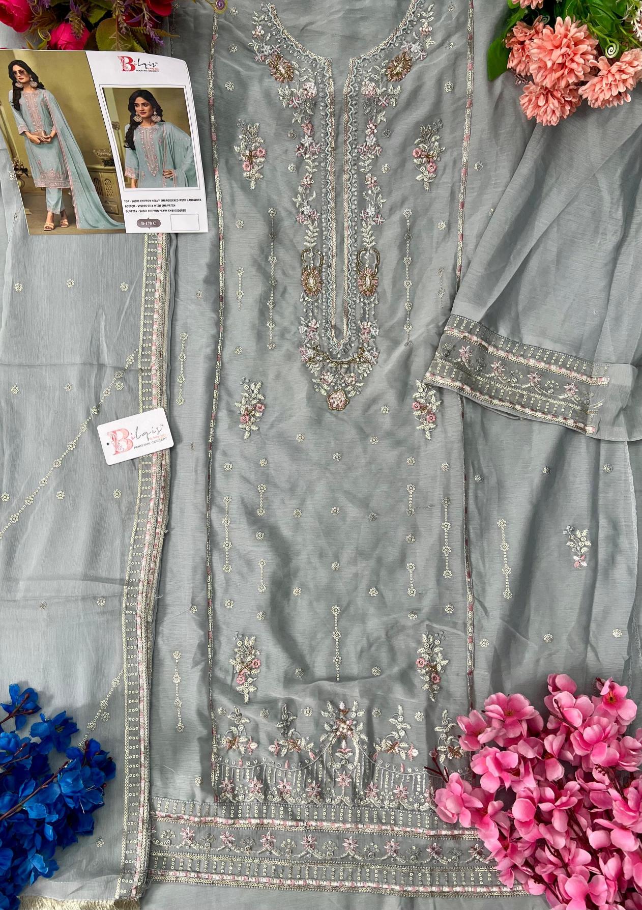 Bilqis B 170 A TO D catalog online pakistani suits wholesale