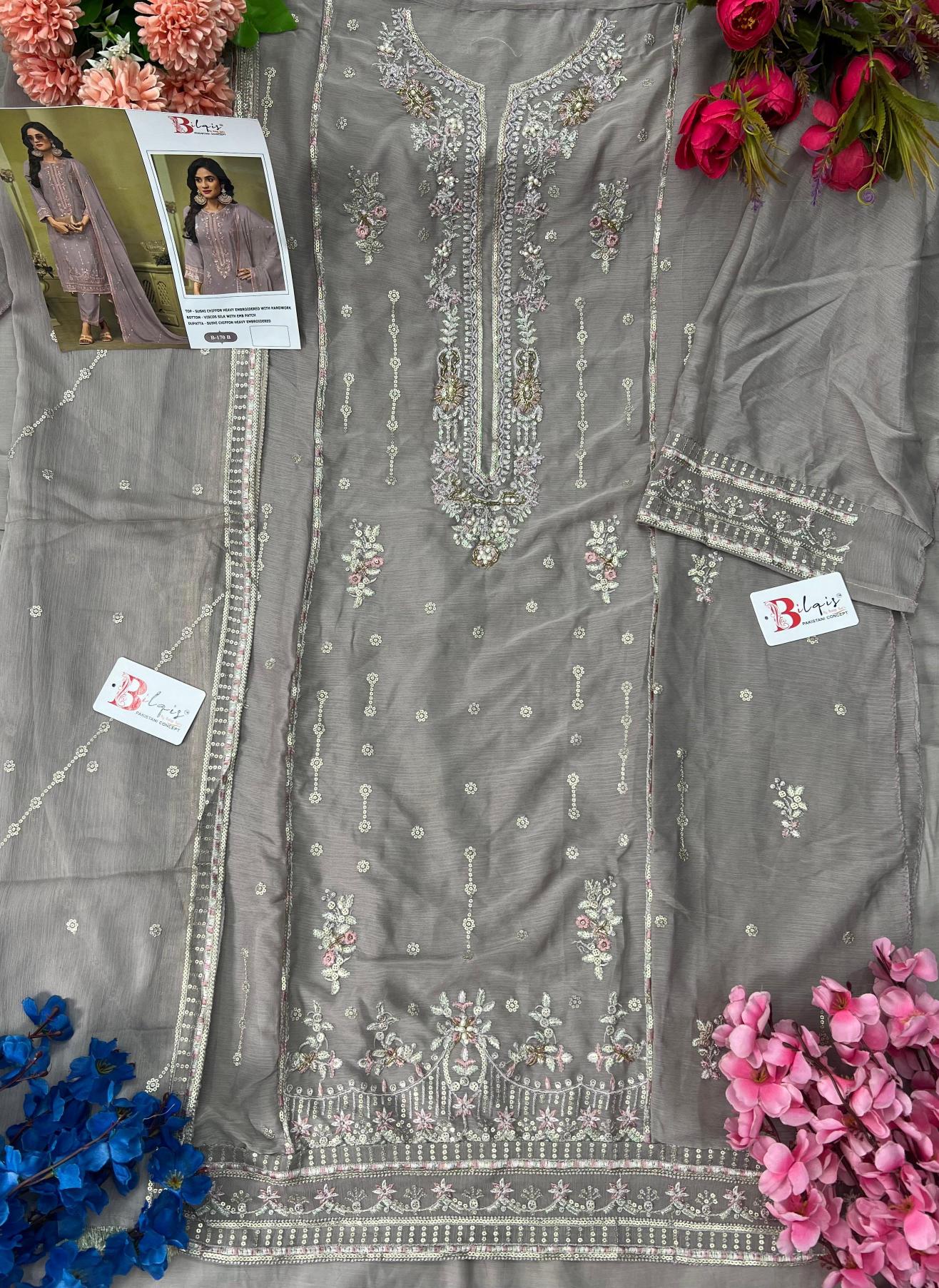 Bilqis B 170 A TO D catalog online pakistani suits wholesale