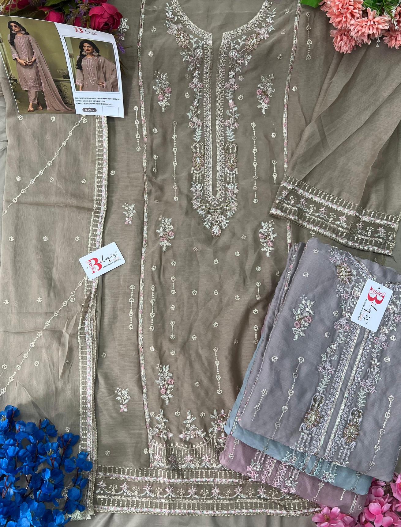 Bilqis B 170 A TO D catalog online pakistani suits wholesale