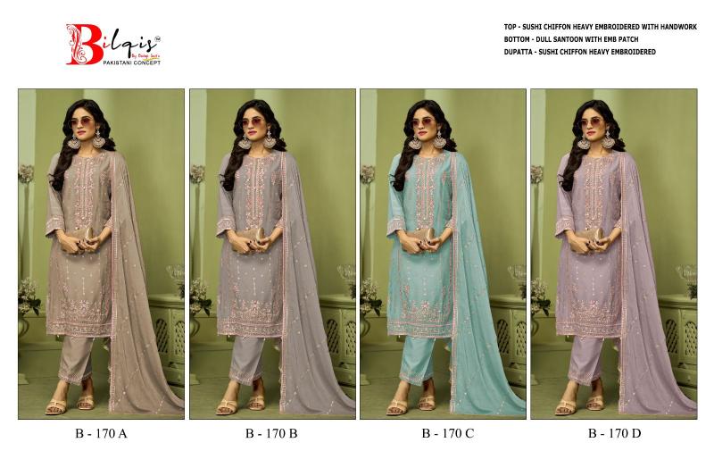 Bilqis B 170 A TO D catalog online pakistani suits wholesale