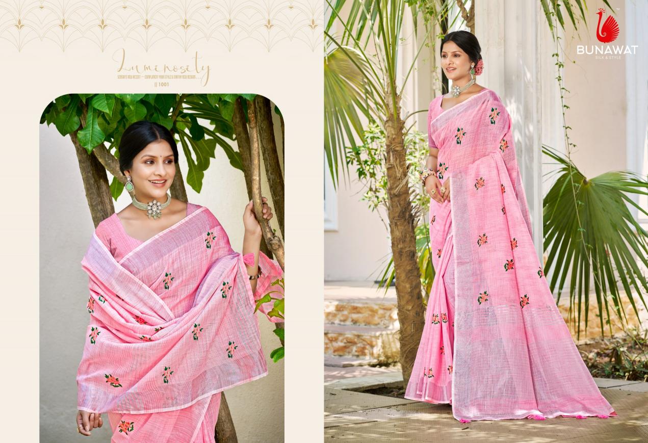 BUNAWAT - Feeling Sangam Prints Linen Woven Work Traditional Saree