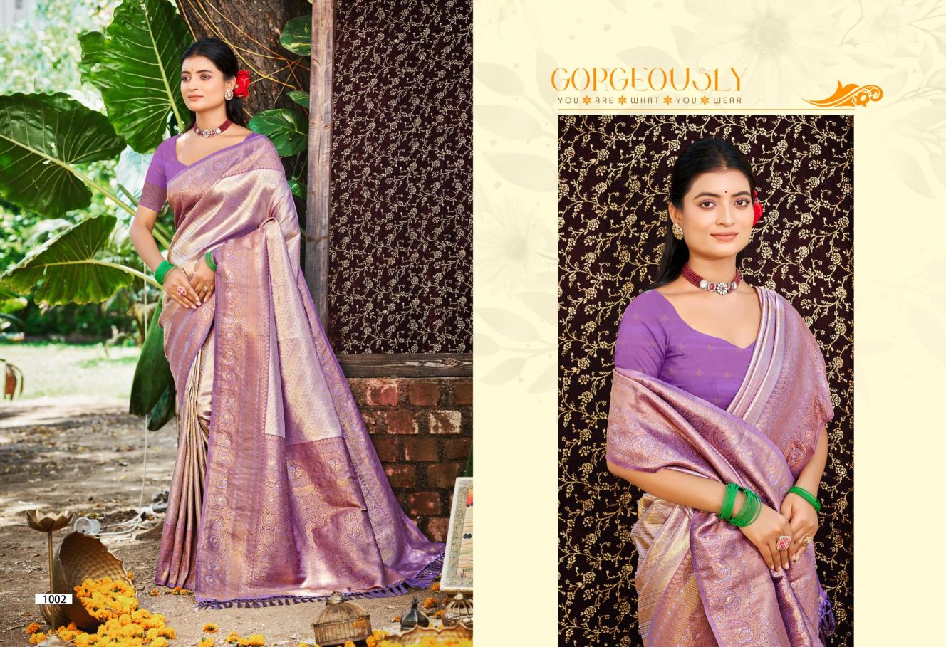 BUNAWAT - Nikhila Silk Sangam Prints kanjivaram silk Woven Work Traditional Saree