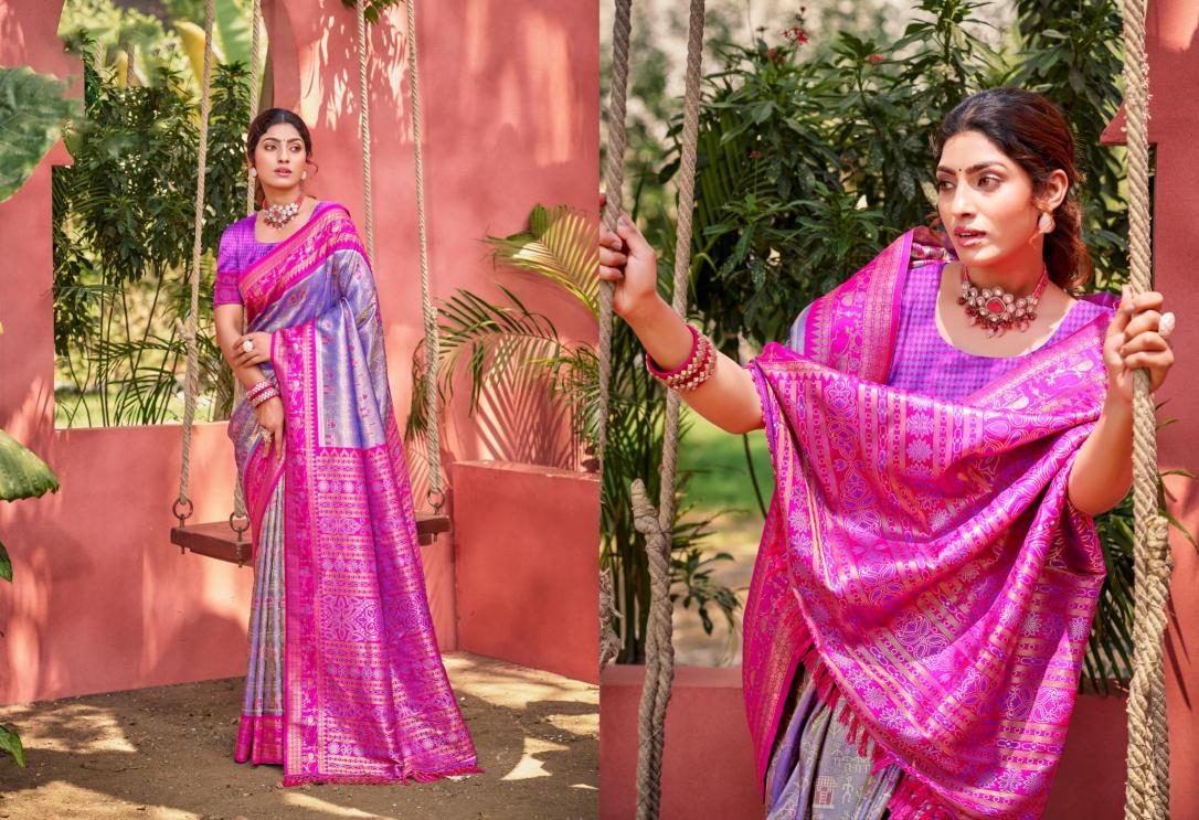 BUNAWAT - Piya Basanti Silk Sangam Prints Light kanjivaram silk Woven Work Traditional Saree