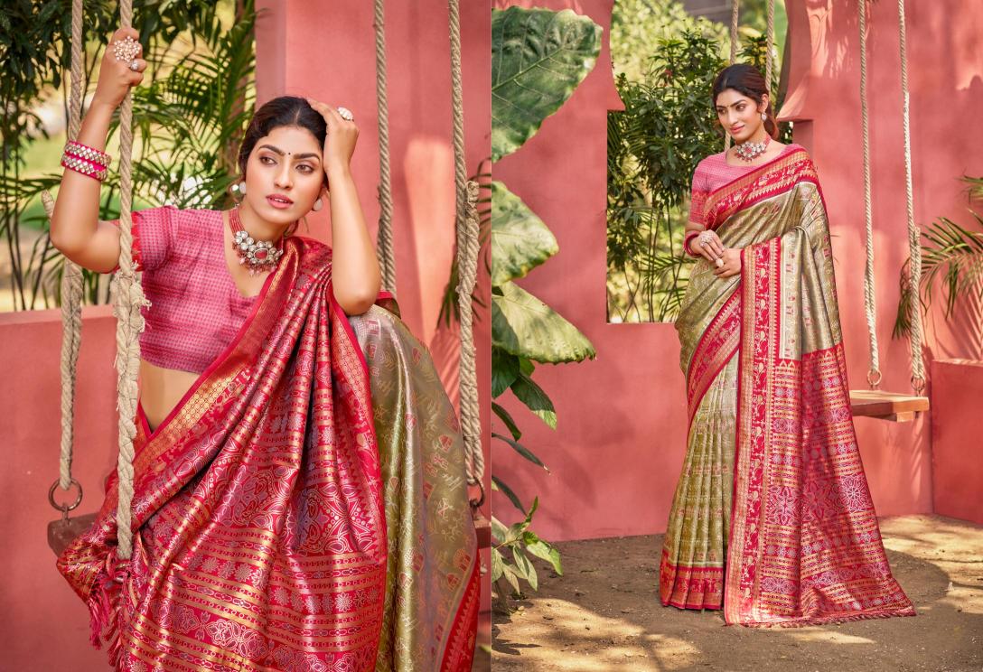 BUNAWAT - Piya Basanti Silk Sangam Prints Light kanjivaram silk Woven Work Traditional Saree