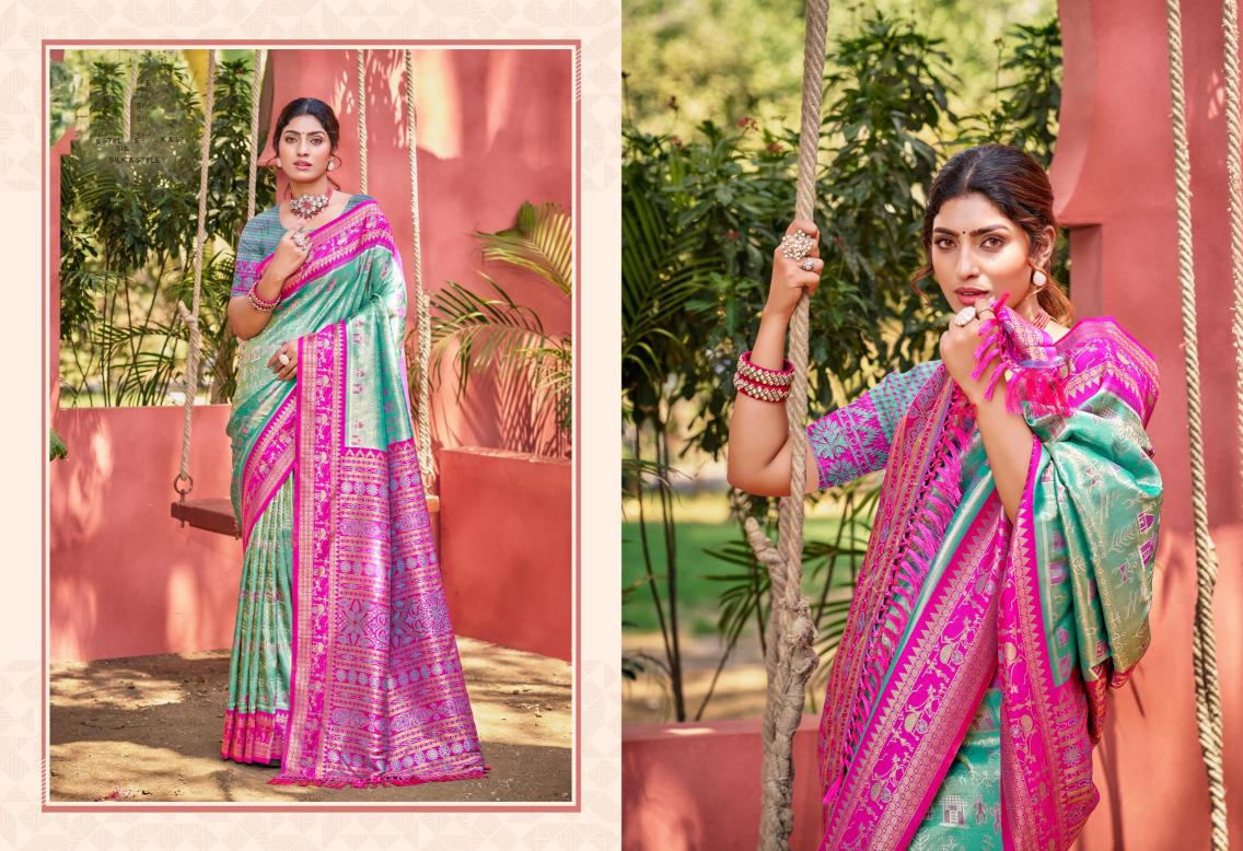 BUNAWAT - Piya Basanti Silk Sangam Prints Light kanjivaram silk Woven Work Traditional Saree
