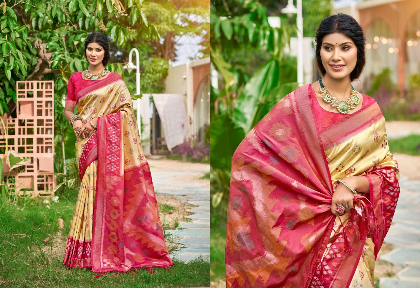 Bunawat - Pochampalli 12 Sangam Prints Silk Woven Work Traditional Saree