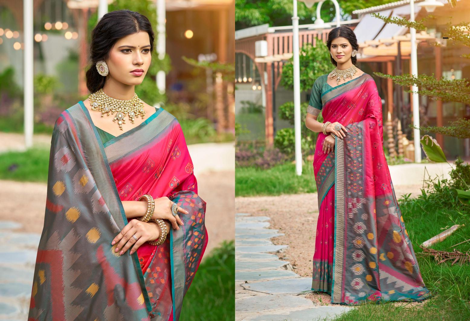 Bunawat - Pochampalli 12 Sangam Prints Silk Woven Work Traditional Saree