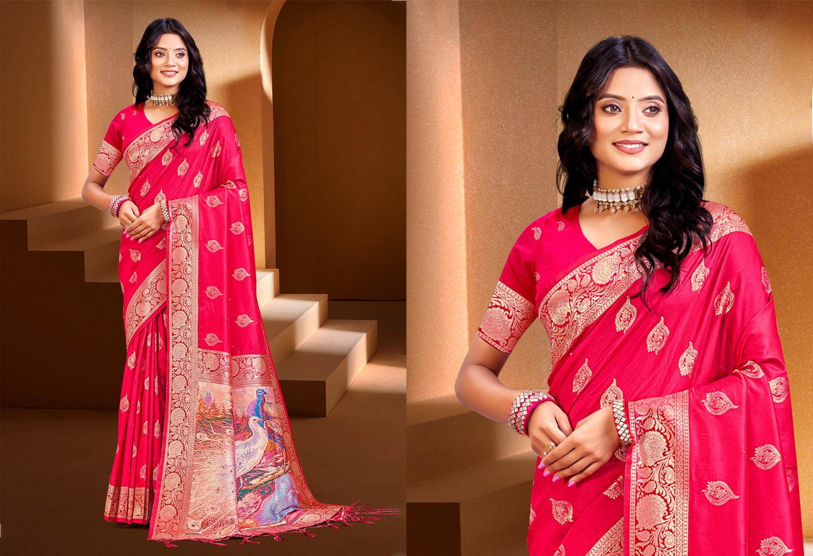 Bunawat - Prime Silk-04 Sangam Prints Silk With Digital Pallu Woven Work Traditional Saree