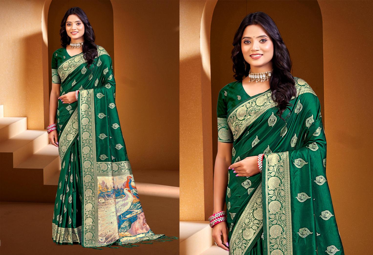 Bunawat - Prime Silk-04 Sangam Prints Silk With Digital Pallu Woven Work Traditional Saree