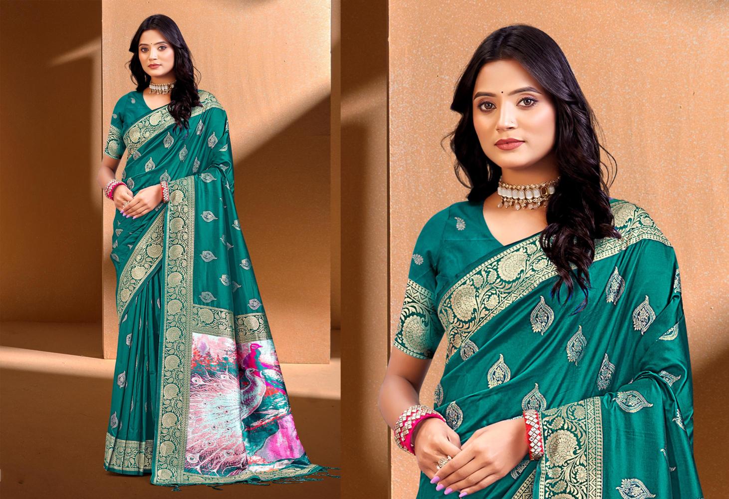 Bunawat - Prime Silk-04 Sangam Prints Silk With Digital Pallu Woven Work Traditional Saree