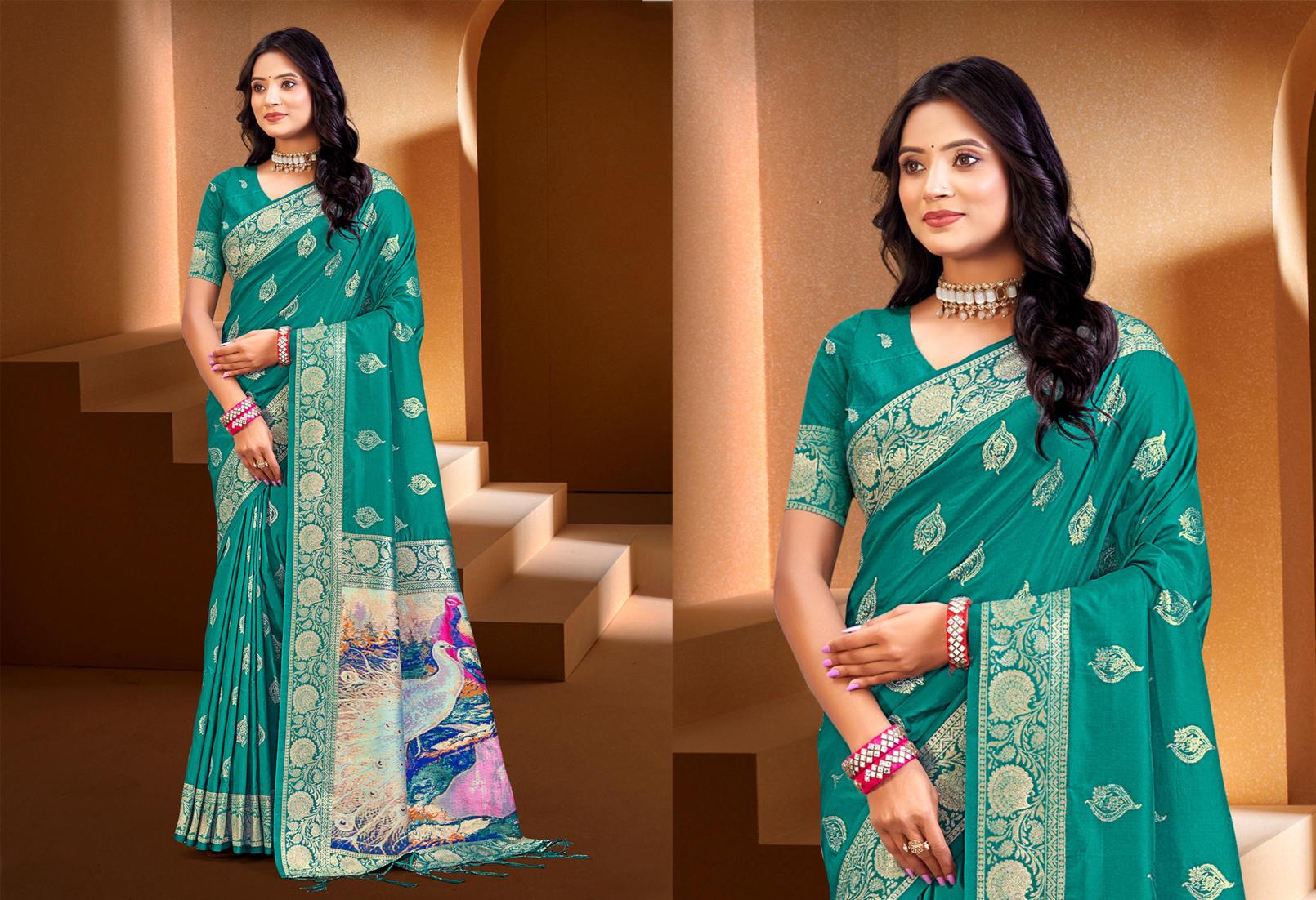 Bunawat - Prime Silk-04 Sangam Prints Silk With Digital Pallu Woven Work Traditional Saree