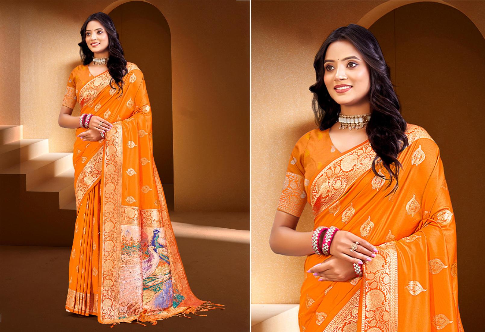 Bunawat - Prime Silk-04 Sangam Prints Silk With Digital Pallu Woven Work Traditional Saree