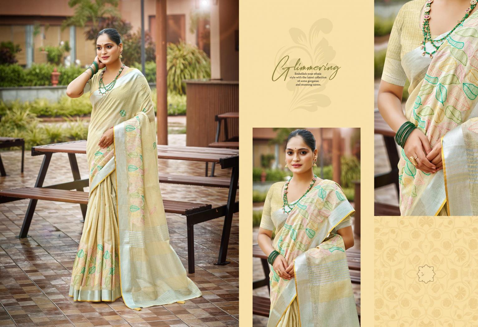 Bunawat - Radhika Sangam Prints Linen Woven Work Traditional Saree