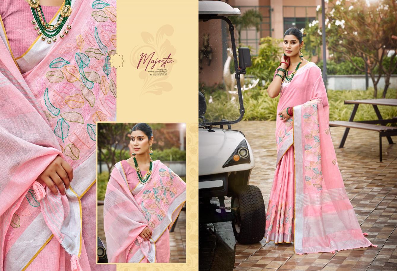 Bunawat - Radhika Sangam Prints Linen Woven Work Traditional Saree