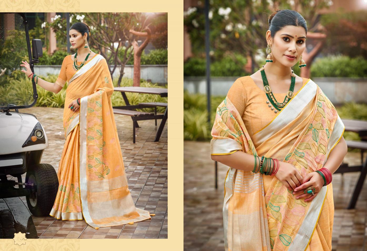 Bunawat - Radhika Sangam Prints Linen Woven Work Traditional Saree