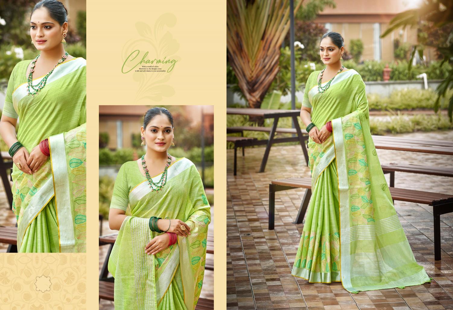 Bunawat - Radhika Sangam Prints Linen Woven Work Traditional Saree