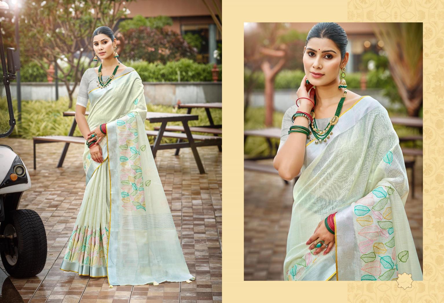 Bunawat - Radhika Sangam Prints Linen Woven Work Traditional Saree