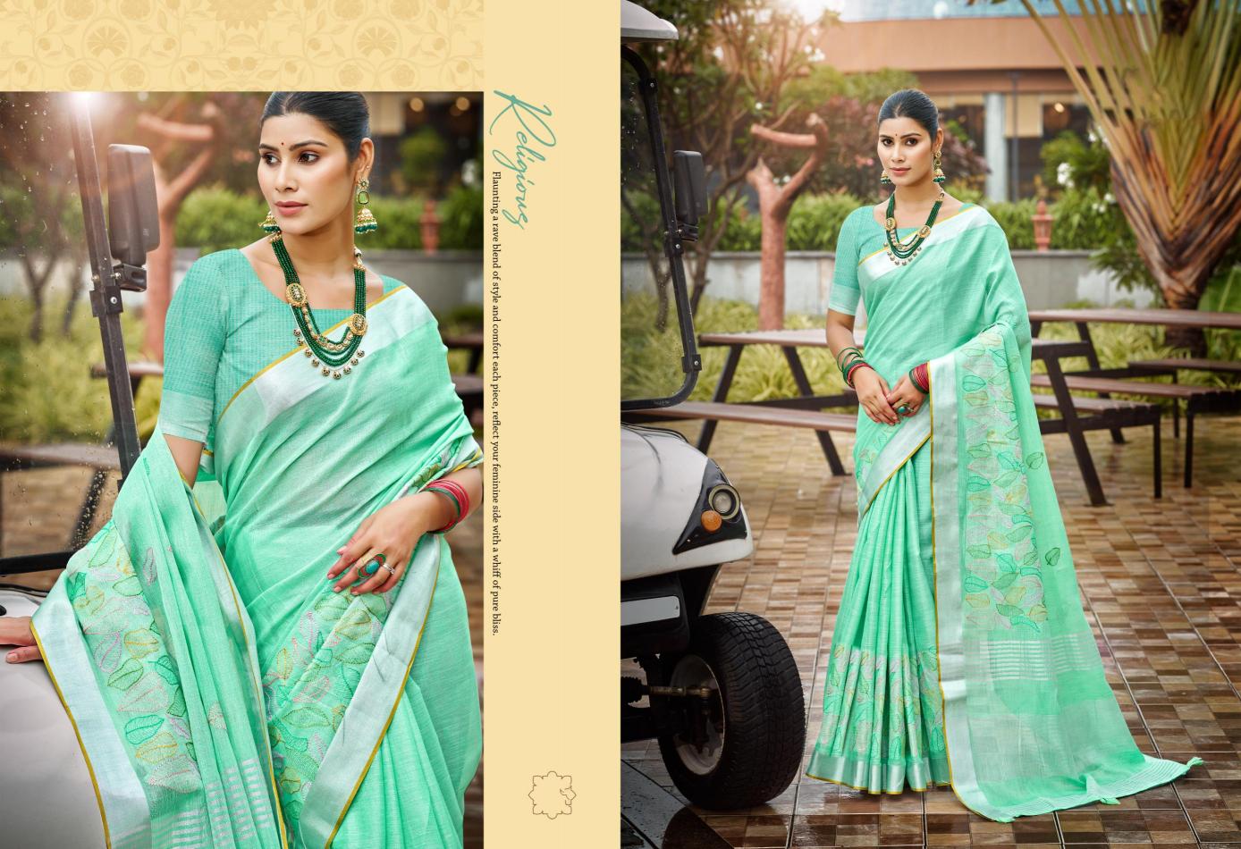 Bunawat - Radhika Sangam Prints Linen Woven Work Traditional Saree