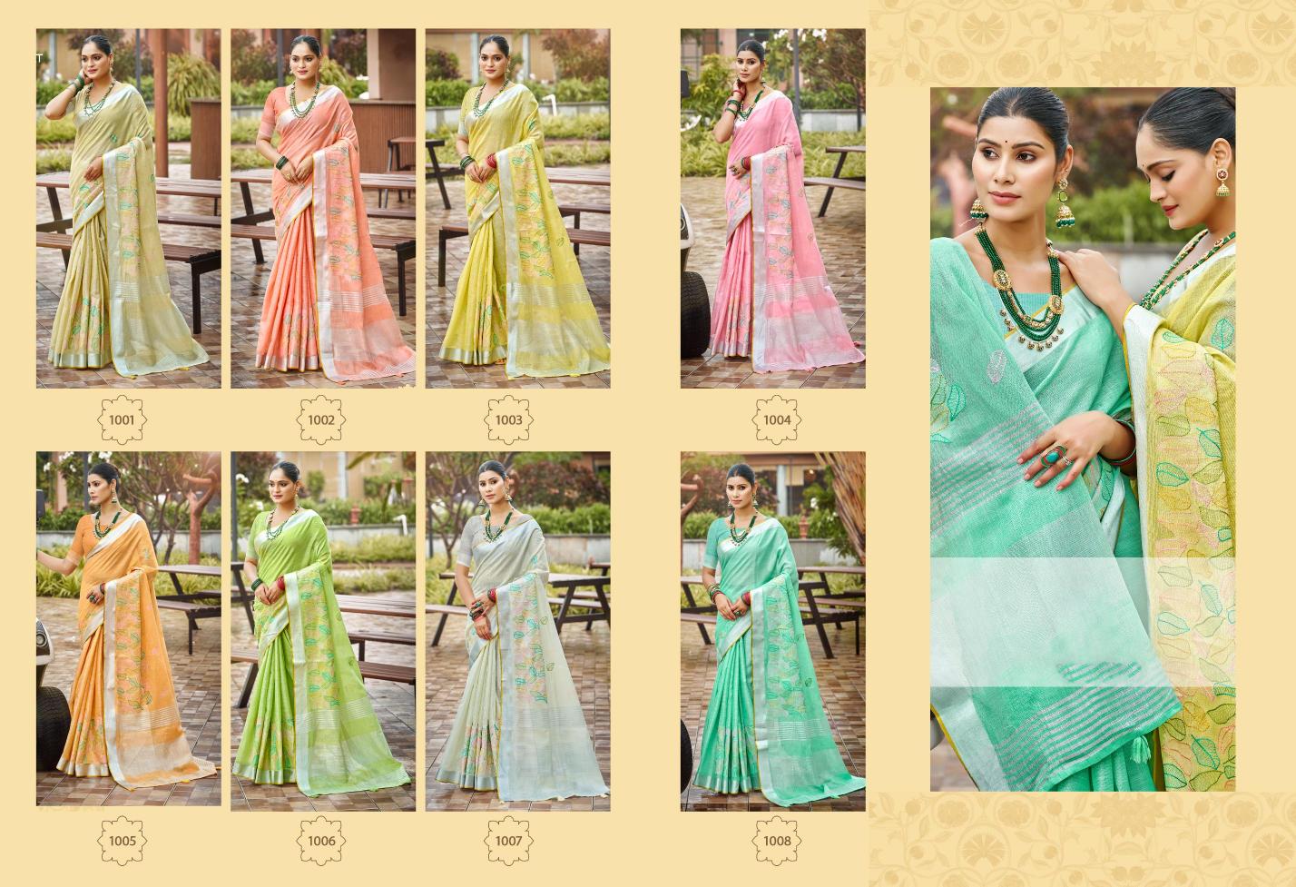 Bunawat - Radhika Sangam Prints Linen Woven Work Traditional Saree