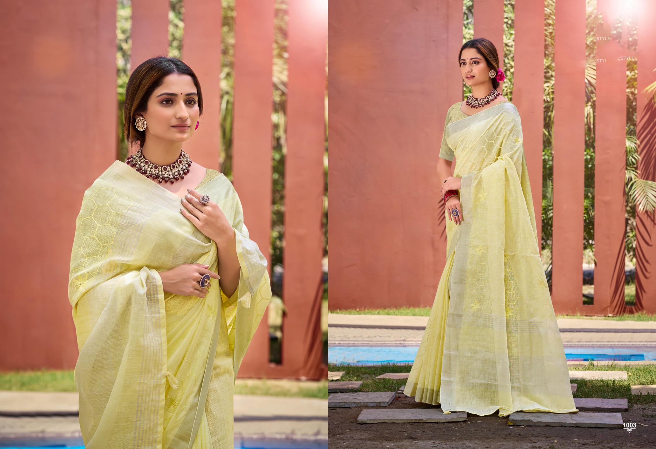 BUNAWAT - Silicon Sangam Prints LILEN Woven Work Traditional Saree