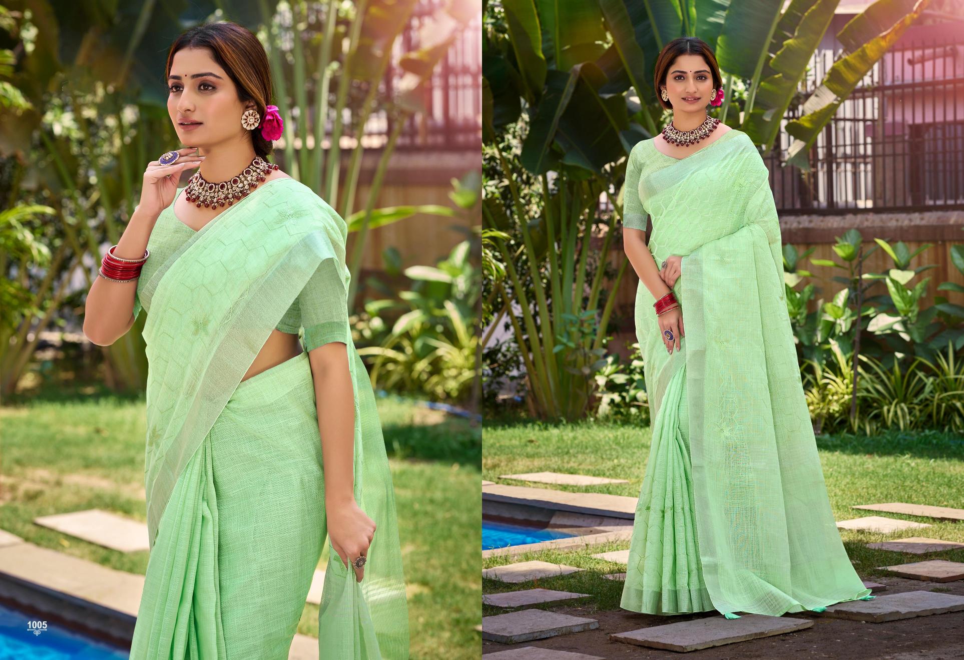 BUNAWAT - Silicon Sangam Prints LILEN Woven Work Traditional Saree