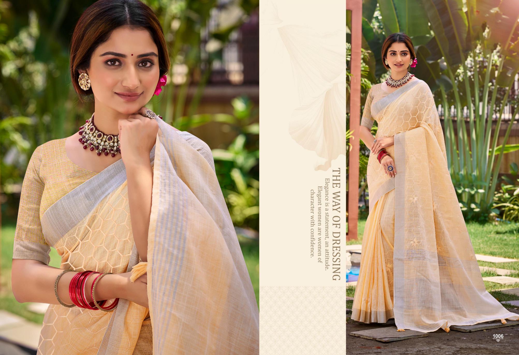 BUNAWAT - Silicon Sangam Prints LILEN Woven Work Traditional Saree