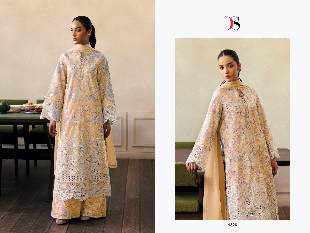 Deepsy Afrozeh Chikankari Lawn 25 catalog Chiffon Dupatta wholesale pakistani suits delhi