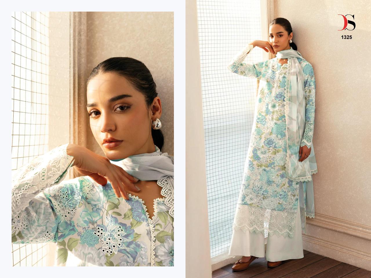 Deepsy Afrozeh Chikankari Lawn 25 catalog Chiffon Dupatta wholesale pakistani suits delhi