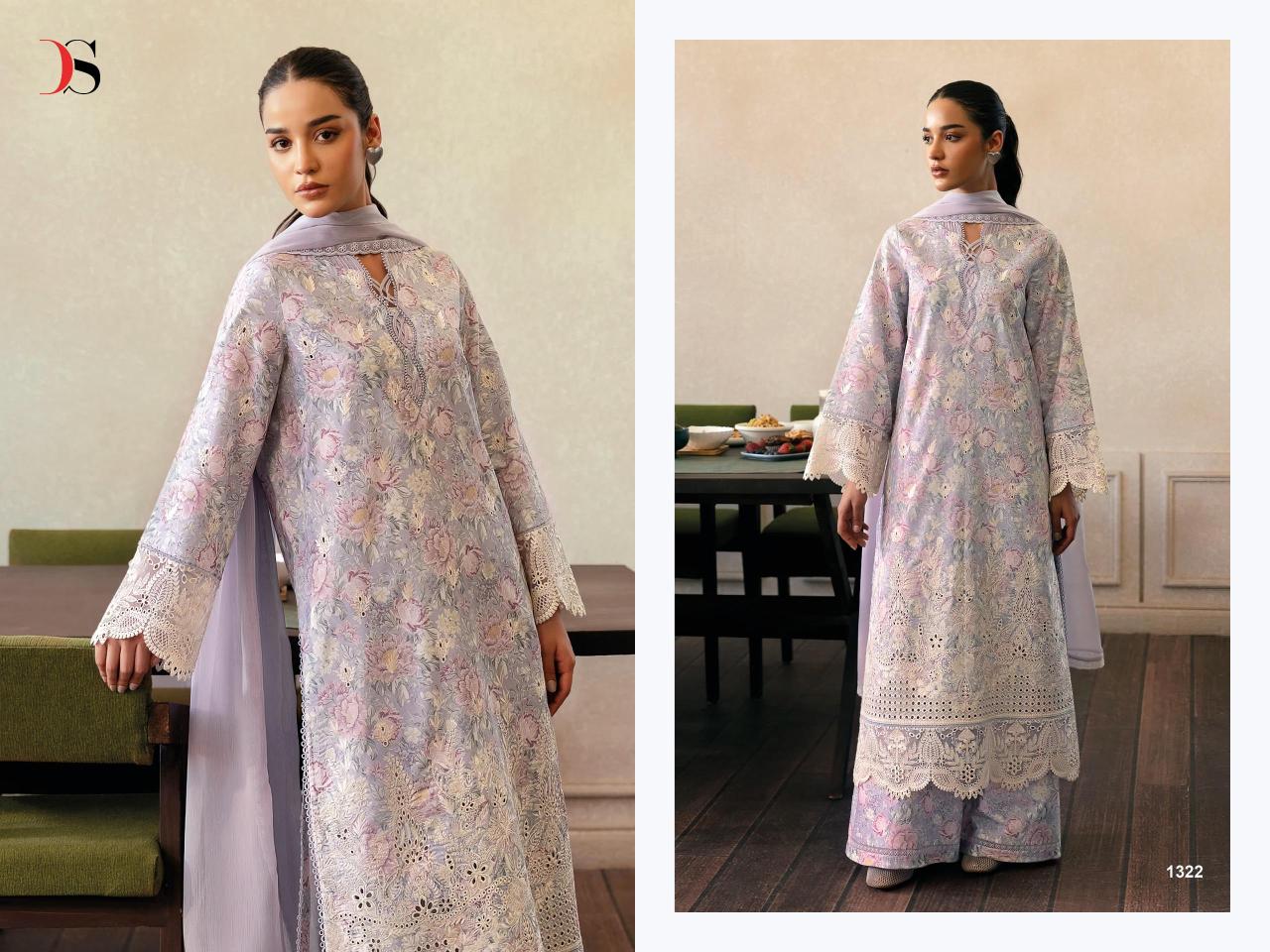 Deepsy Afrozeh Chikankari Lawn 25 catalog Chiffon Dupatta wholesale pakistani suits delhi