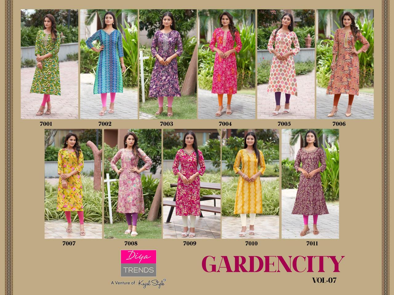 Diya Gardencity Vol-7 – Straight Kurtis - Wholesale Catalog