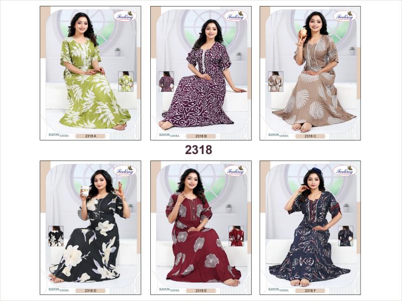 Feeling 2318 A to F catalog ladies night gown