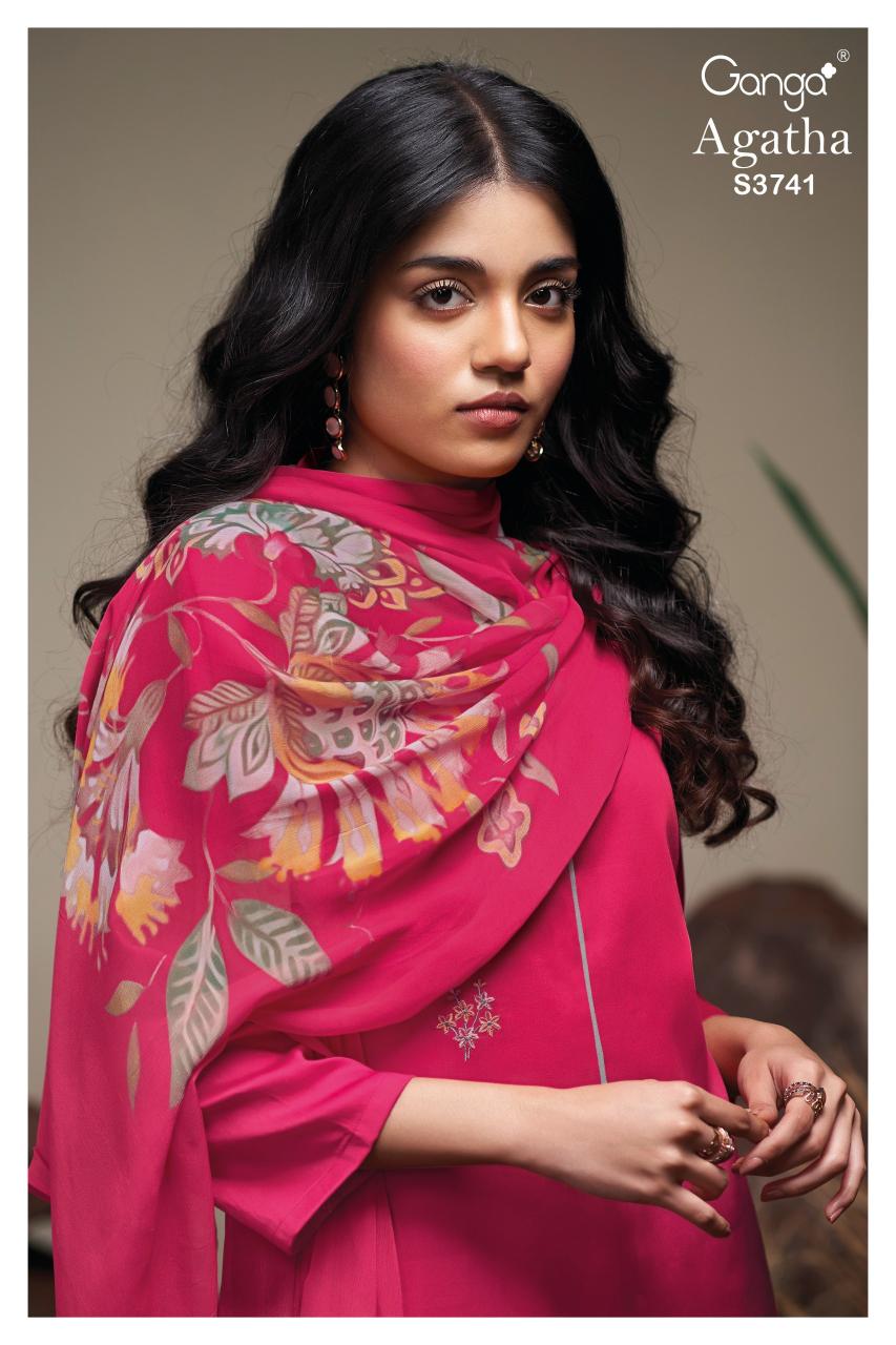 Ganga Agatha 3741 catalog wholesale unstitched salwar kameez suppliers