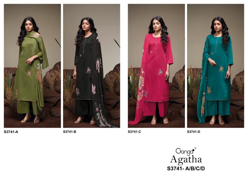 Ganga Agatha 3741 catalog wholesale unstitched salwar kameez suppliers