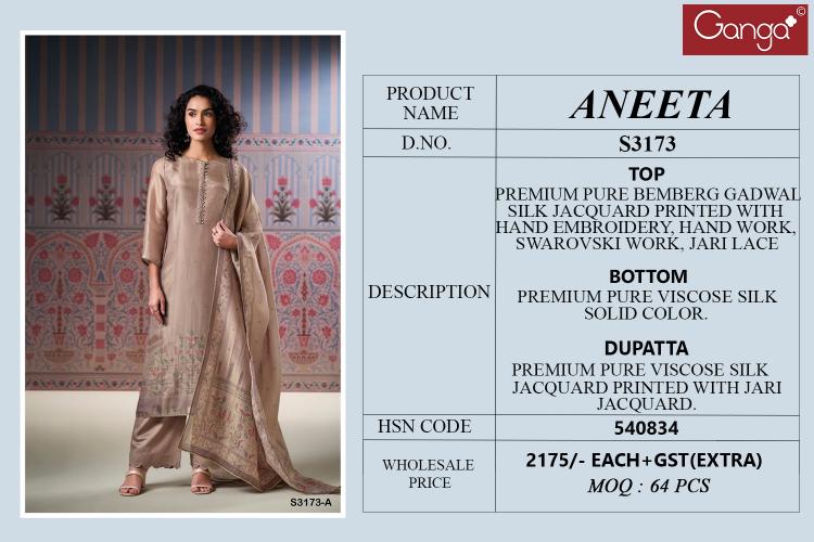 Ganga Aneeta 3173 catalog online wholesale salwar kameez cod avaliable