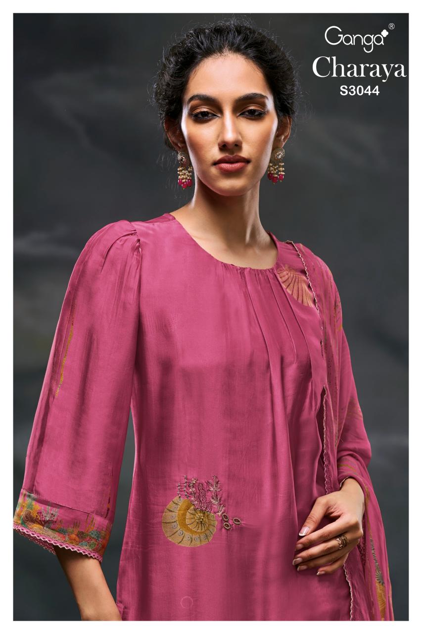 Ganga Charaya 3044 catalog unstitched salwar kameez wholesalers kolkata