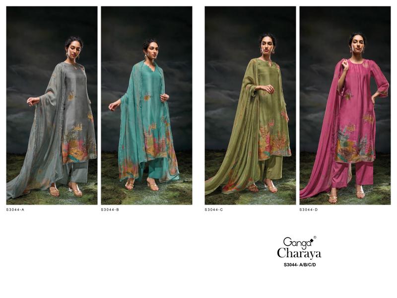 Ganga Charaya 3044 catalog unstitched salwar kameez wholesalers kolkata