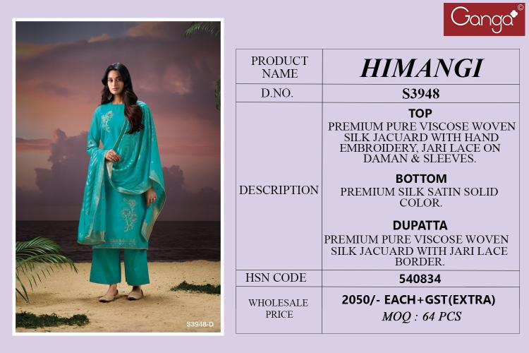 Ganga Himangi 3948 catalog wholesale salwar kameez market in kolkata